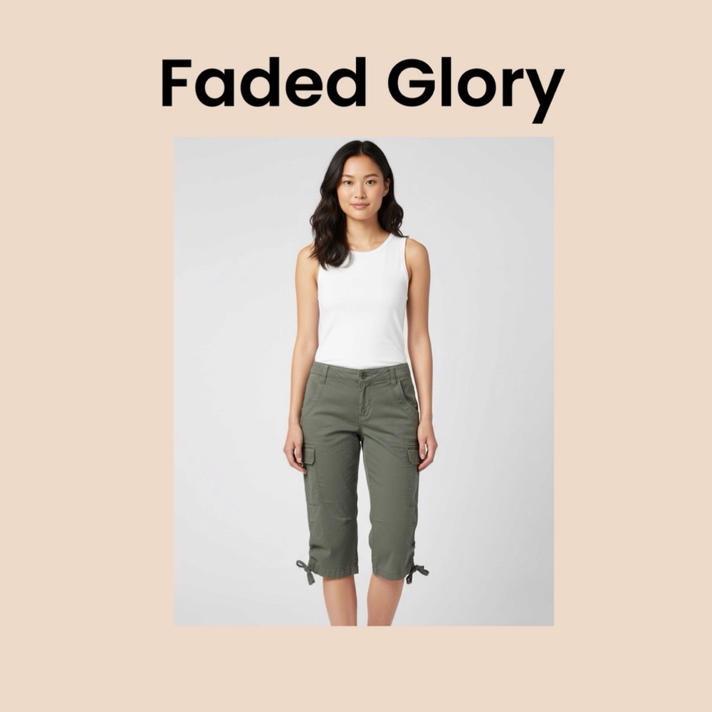 Faded Glory Women’s Woven Embroidered Capris Size 12
